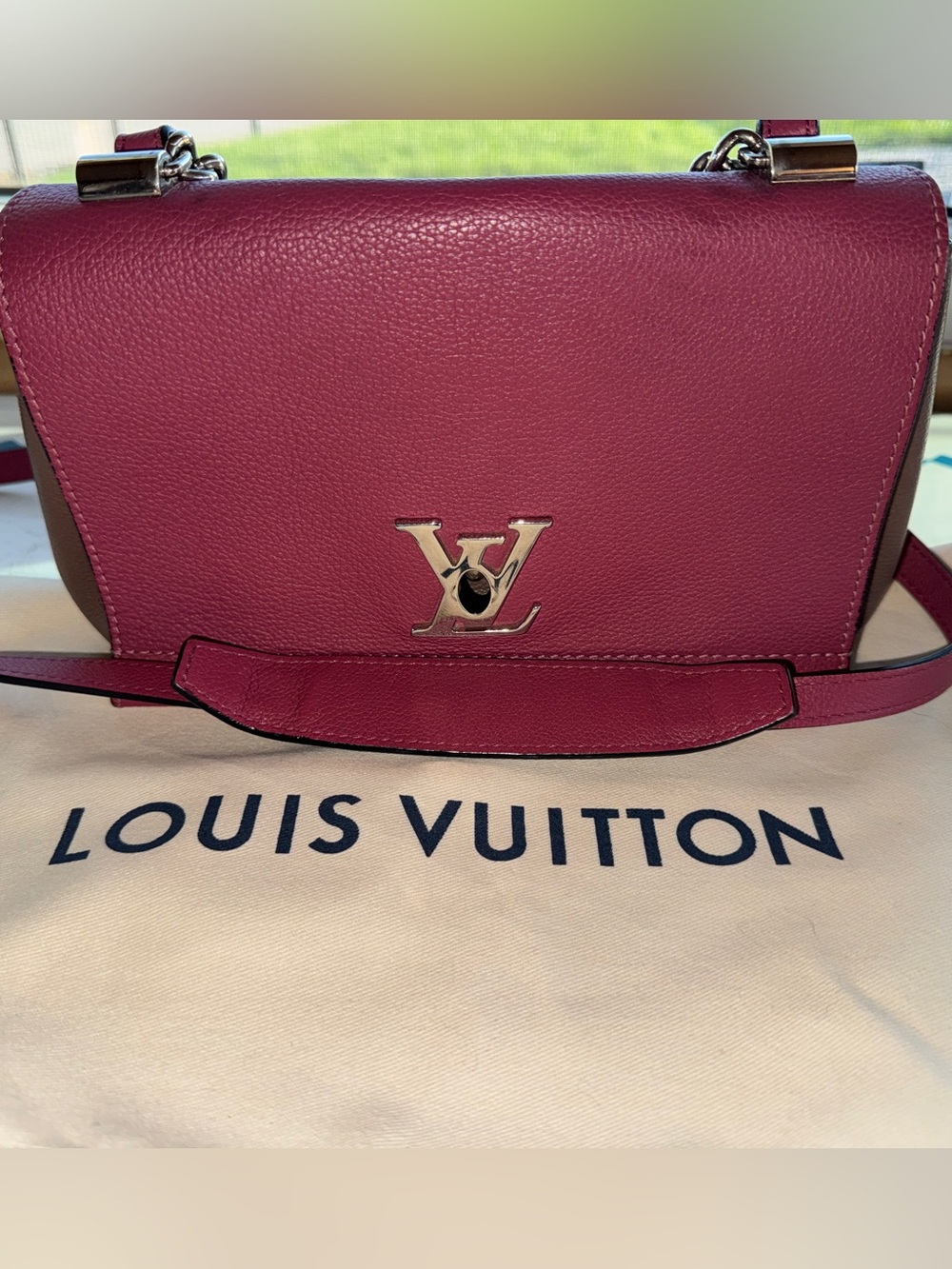 Louis Vuitton Fuchsia Pink Leather Lockme PM with Silver LV Hardware